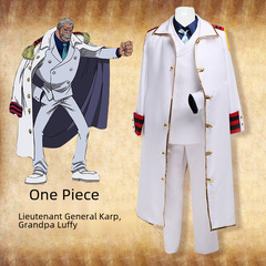 New Version One Piece Navy Uniform Captain Kuzan Grandpa Luffy Cloak Full Set Costume Anime Clothing