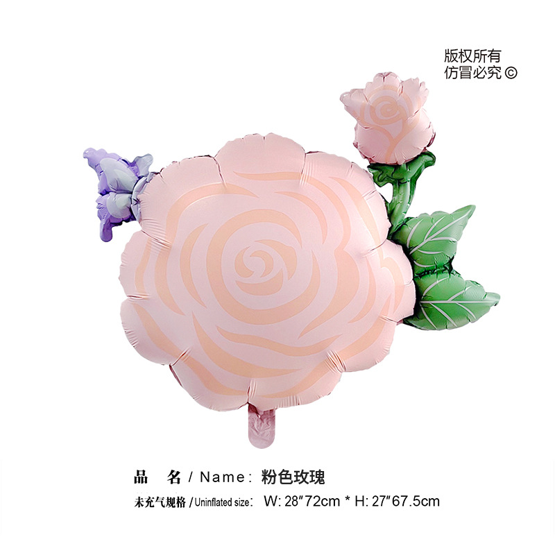Inswind rosa girasol globo de flores rojo rosa púrpura flor película de aluminio decoración de escritorio image 10