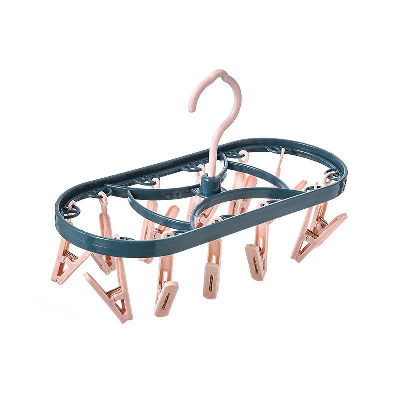 Engrosado 32-clip multi-clip de ropa clip rack de secado percha multifuncional Hotel percha de plástico calcetines de secado domésticos