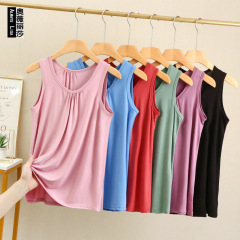 女夏莫代爾大碼加肥吊帶背心寬鬆褶皺居家上衣無袖內搭T恤打底衫