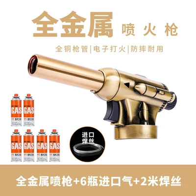 Alovlandırıcı (Vozduşka/İqniter) | head, baking torch - upgraded-pure-copper-gun-barrel-6-bottles-of-gas-2m-welding-wire-can-be-inverted-electronic-ignition