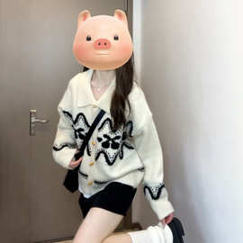 小香慵懒风白色毛衣外套女初秋冬季2025新款爆款别致绝美针织开衫