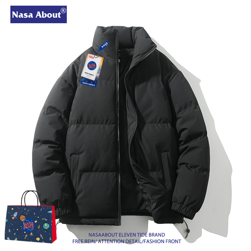 Nasa down Cotton Jacket Men's Jacket 2025 New Winter Cotton Jacket Thickened Trendy Brand Stand Collar Couple Bread Jacket Winter Wear