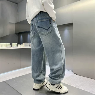 男童牛仔裤2026新款春秋装儿童裤子男孩大童时髦长裤宽松直筒裤潮