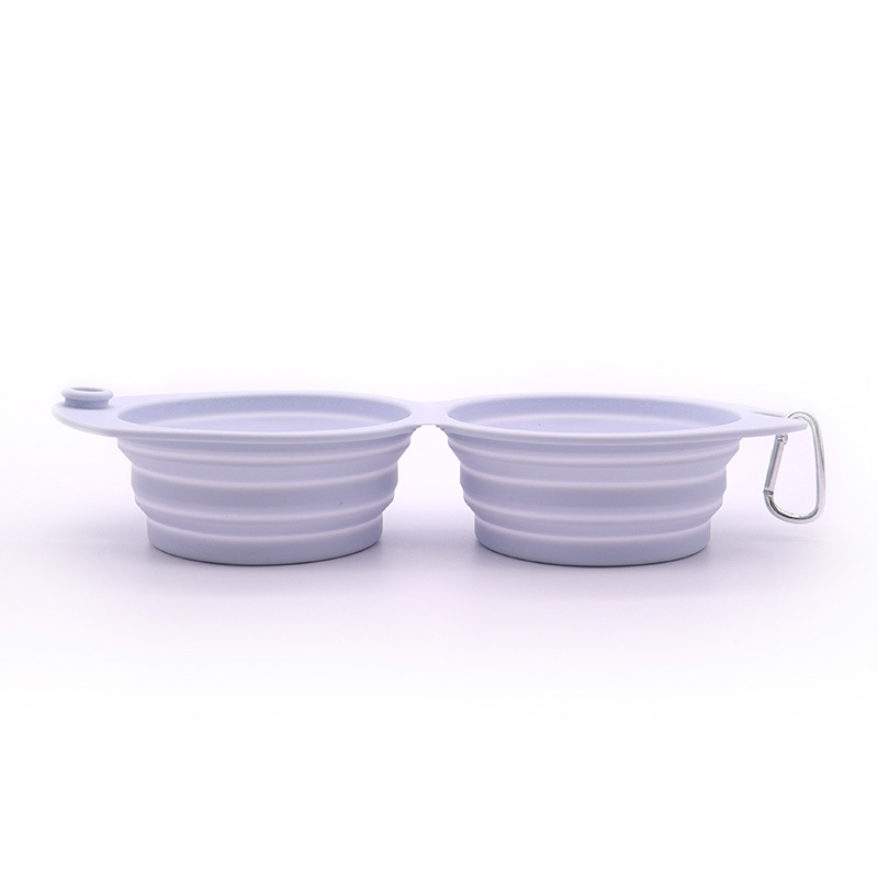 Fabricantes Macarons Tazón para perros Tazón doble Tazón de arroz para perros 2 Uso Tazón plegable para mascotas de silicona de grado alimenticio