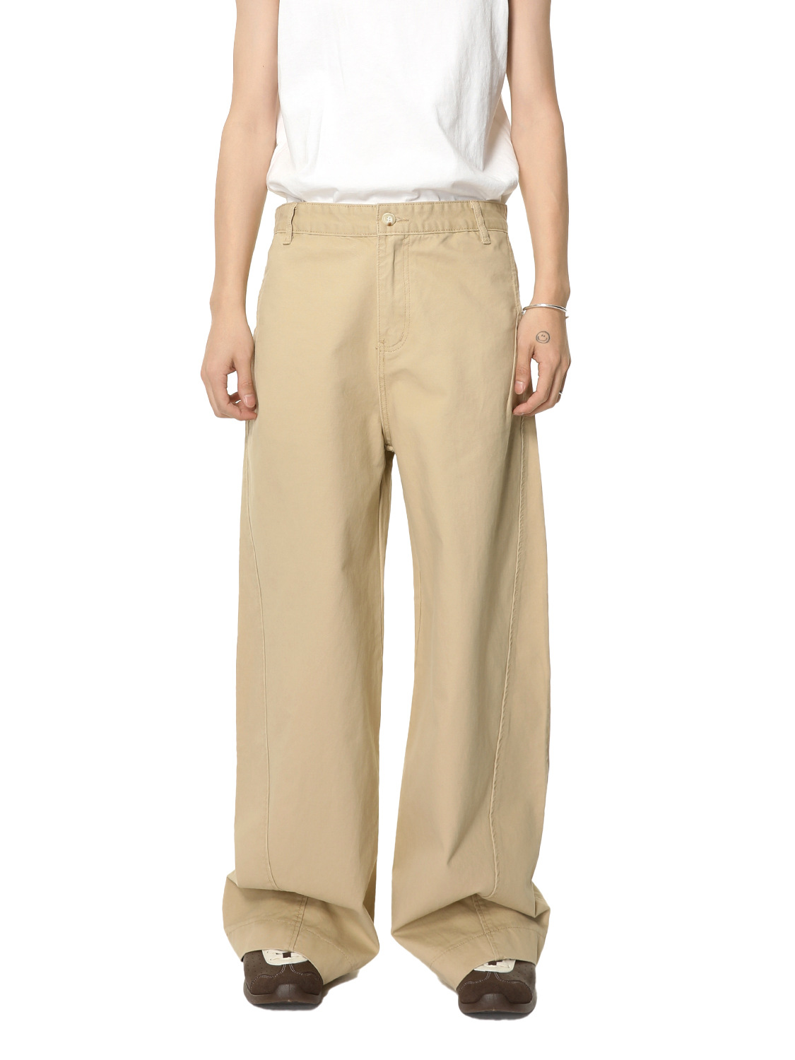 MTLCLOTHES Hombres| Clásico coreano de algodón simple minimalista de piernas largas de sensación de caída de la moda jeans sueltos