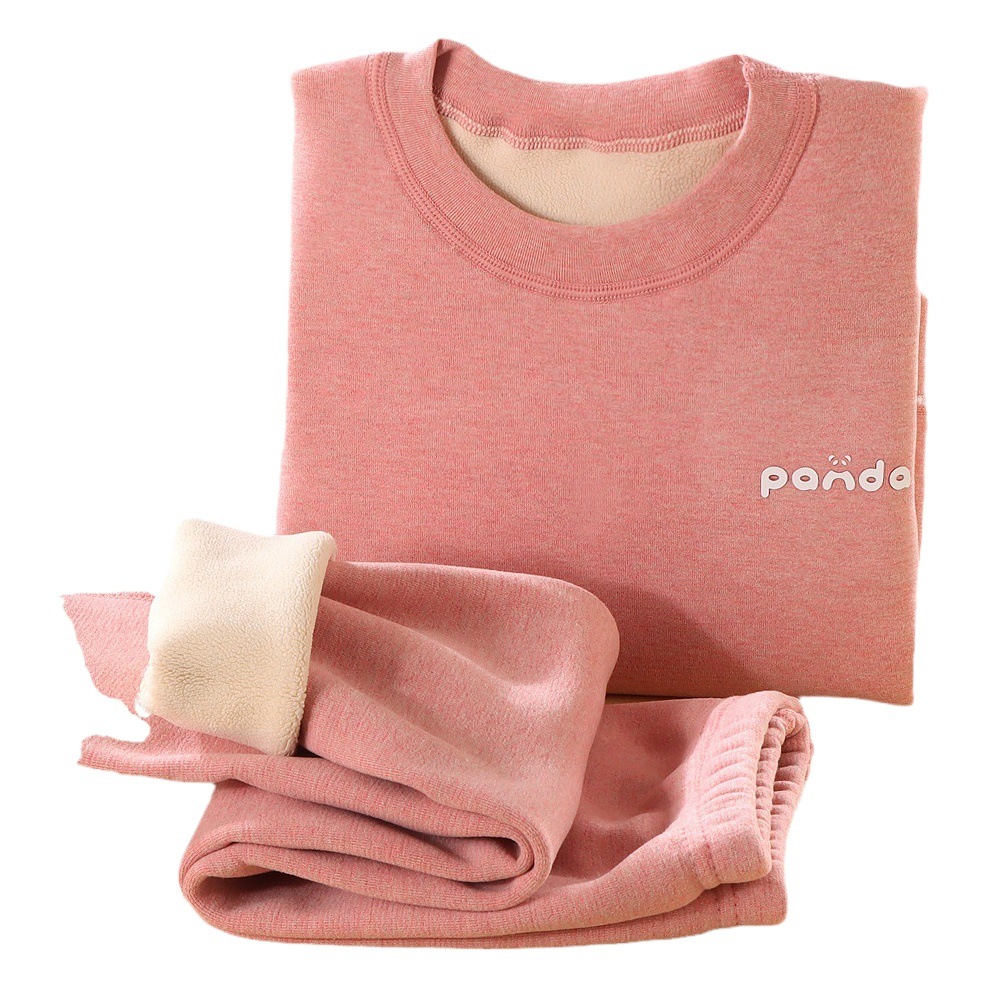 Conjunto de ropa interior térmica gruesa a rayas con forro polar para niños, diseño sin costuras.