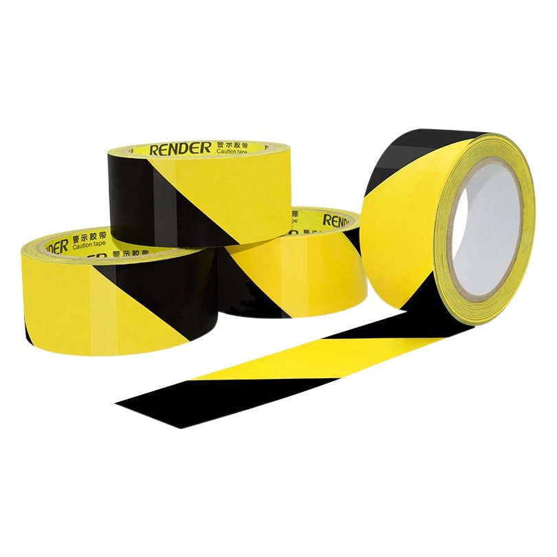 Cinta de advertencia negra y amarilla al por mayor 33 m cinta de cebra marcando la línea de advertencia de suelo piso PVC cinta de advertencia