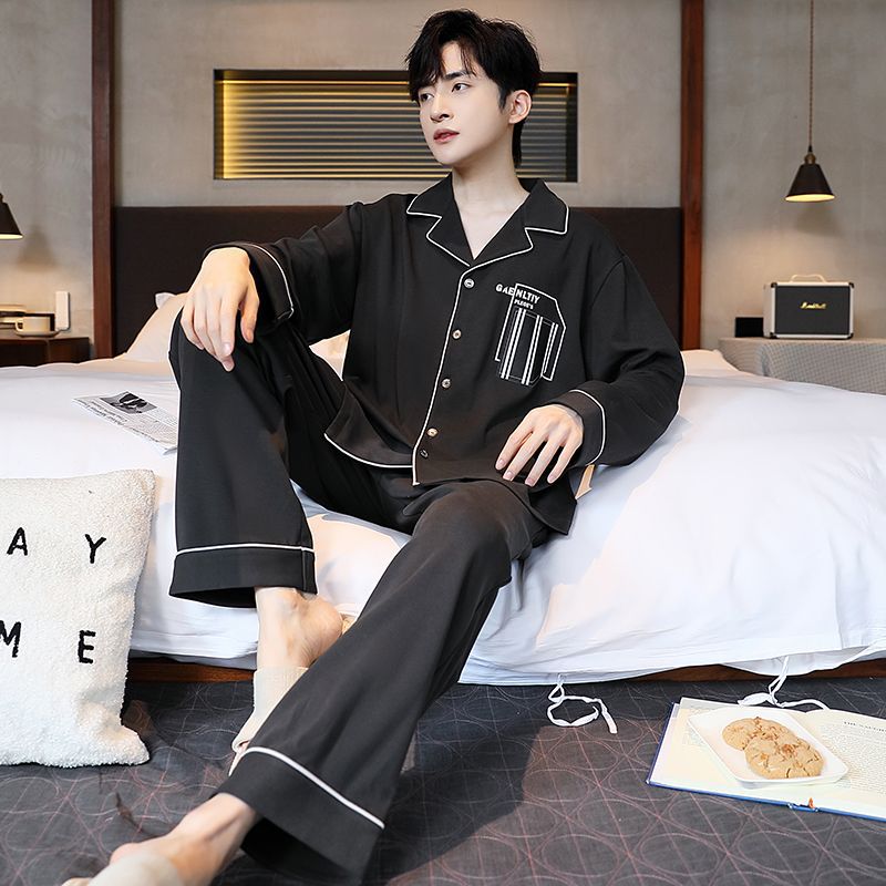 Pijama de hombre primavera y otoño 2023 nuevos pantalones de mangas largas juveniles grandes set de ropa de casa para hombres