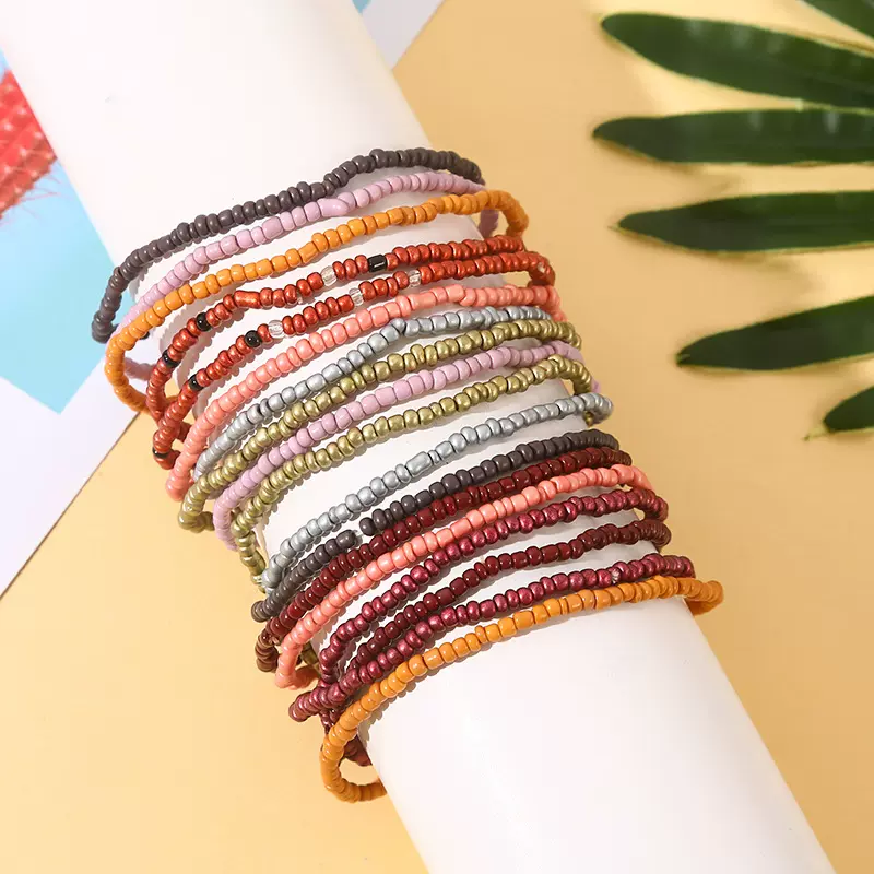 跨境新品软陶米珠彩色串珠脚链欧美百搭创意发光沙滩脚链套装批发