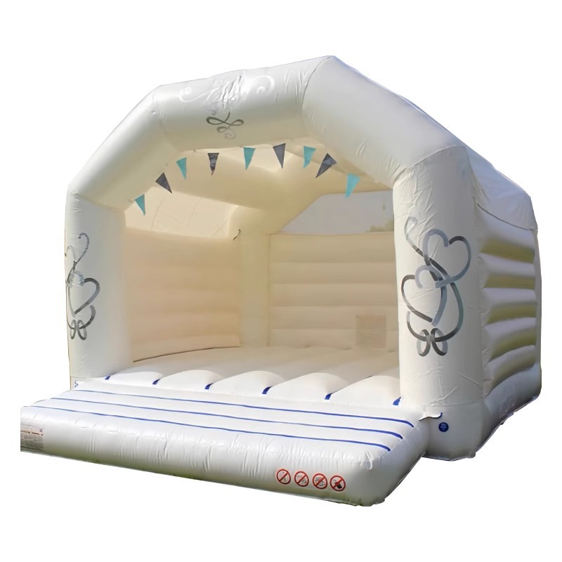Directo de fábrica castillo inflable al aire libre gran trampolín estilo europeo blanco boda trampolín propuesta fotografía apoyos