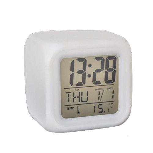 Cross-border Amazon Colorful Square Clock Silent Luminous LED Colorful Color-Changing Electronic Alarm Clock Creative Gift