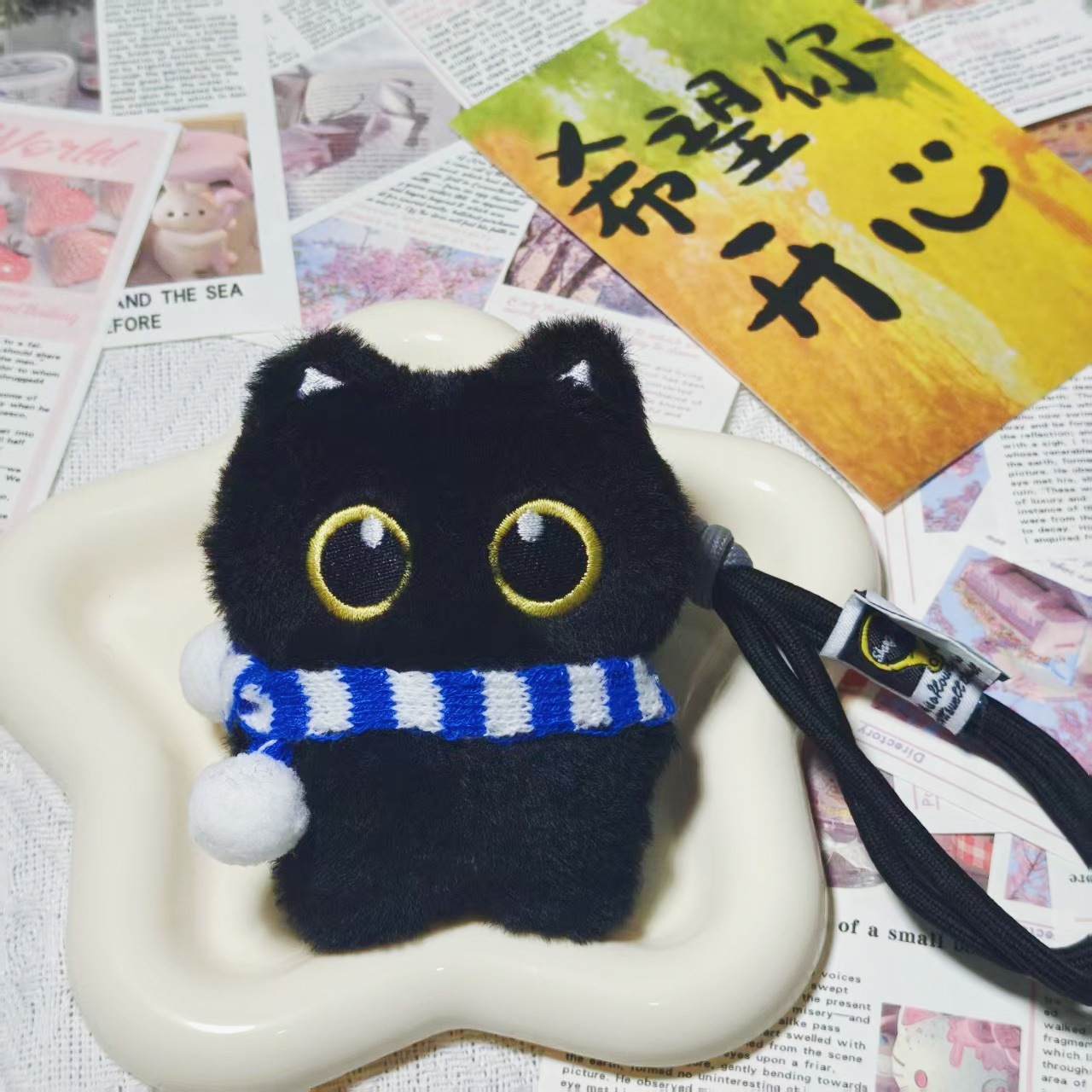 Super lindo pareja gatito peluche muñeca llavero lindo bolso de estudiantes pequeño colgante muñeca de viento para enviar a una amiga