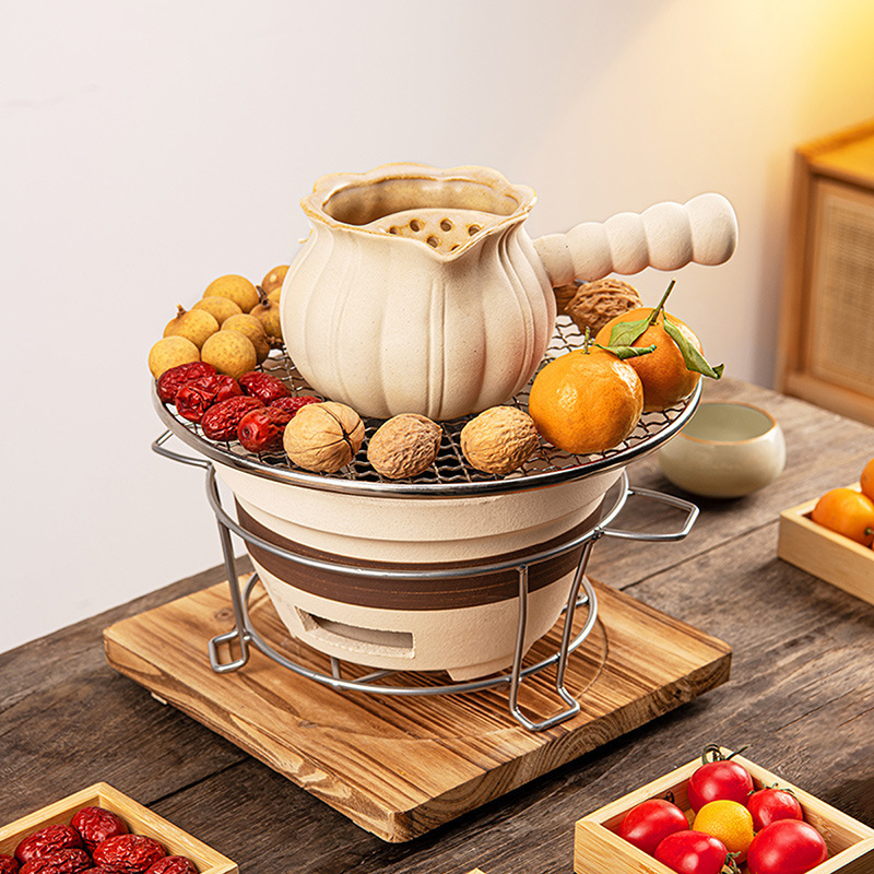 Stove tea cooking series stoneware white side handle pot suit charcoal baking oven indoor accessories hand gift can be sent on behalf