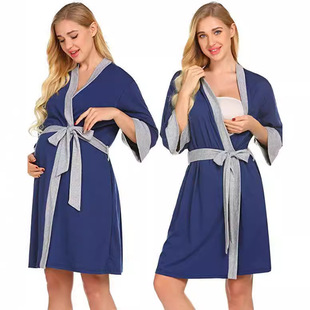 Cross-border Pregnant Women's Monthly Clothing Pure Cotton Maternal Pajamas Thin Postpartum Home Clothing Nursing Clothing Nursing Clothing Spring and Autumn Summer