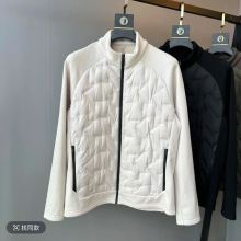 可二开 针织拼接新国标白鸭绒男士拼接羽绒服2025轻立领跨境批发
