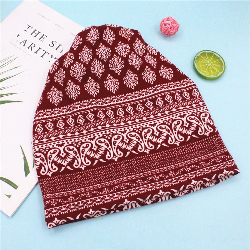 Pullovermütze im ethnischen Stil, Serie im europäischen und amerikanischen Stil, koreanischer Stil, Wickelmütze mit Cashew-Blumen, Mütze für Schwangere, Stapelmütze, Schal mit doppeltem Verwendungszweck_voghion.com