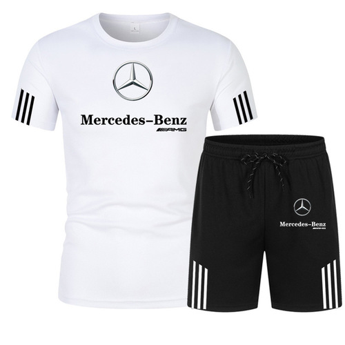 2025 Comfortable and Breathable Short Sleeve T-Shirt Set for Men, Beach Shorts, Printed Fashion Casual Sports Set