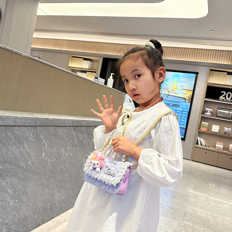 2025 nuevo bolso de perla para niños arco encantador caricatura cadena de estilo exterior bolsa de cambio de moda versátil