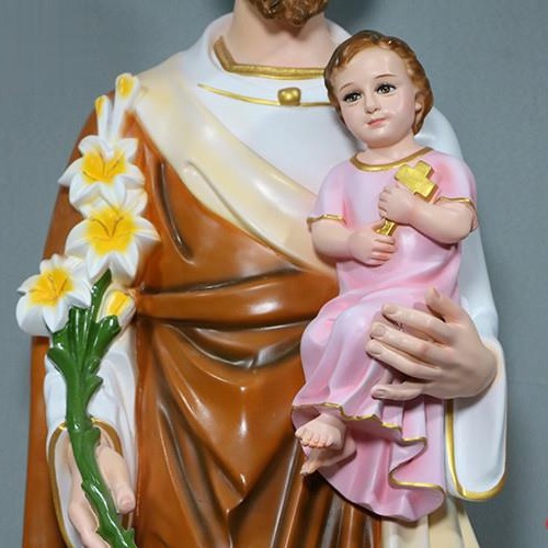 140cm Joseph abraza adornos para niños con estatuas de fibra de vidrio decoración de la iglesia doméstica