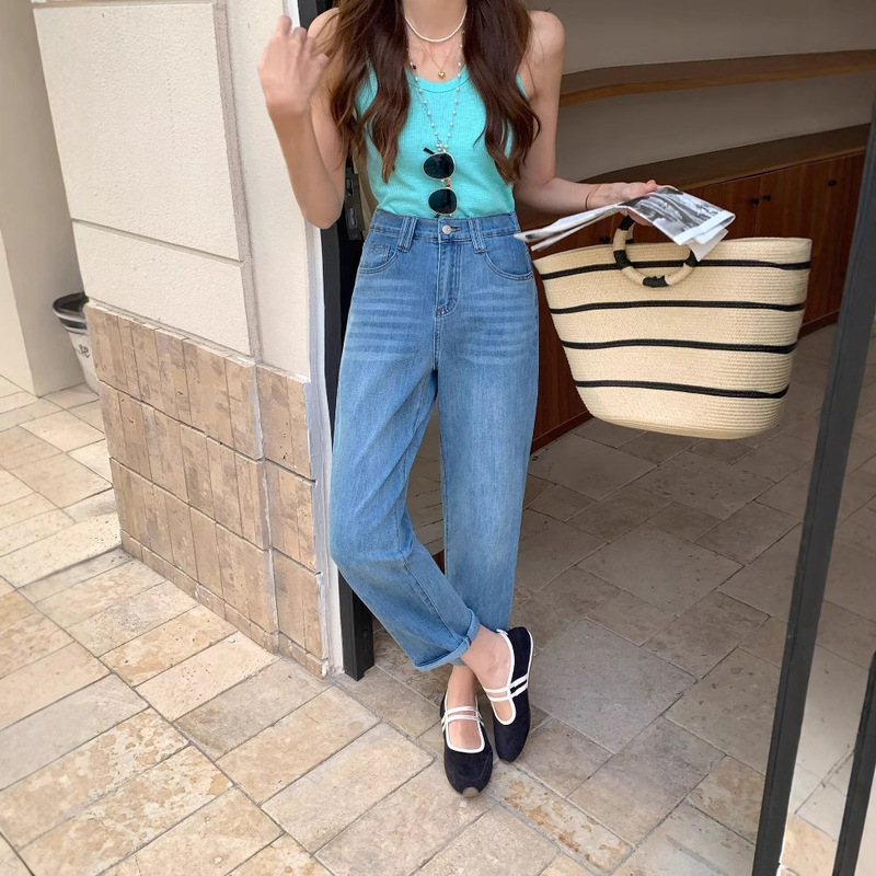 Straight Leg Jeans Slim Look All-match Women's 2025 Spring and Summer New Loose High Waist Short Cropped Wide Leg Pants 2516 Straight Leg Jeans Slim Look All-match Women's 2025 Spring and Summer New Loose High Waist Short Cropped Wide Leg Pants 2516