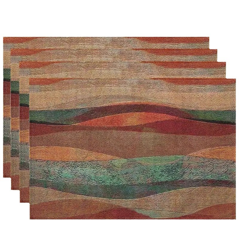 linen abstract print placemats outdoor indoor courtyard decoration placemats_voghion.com