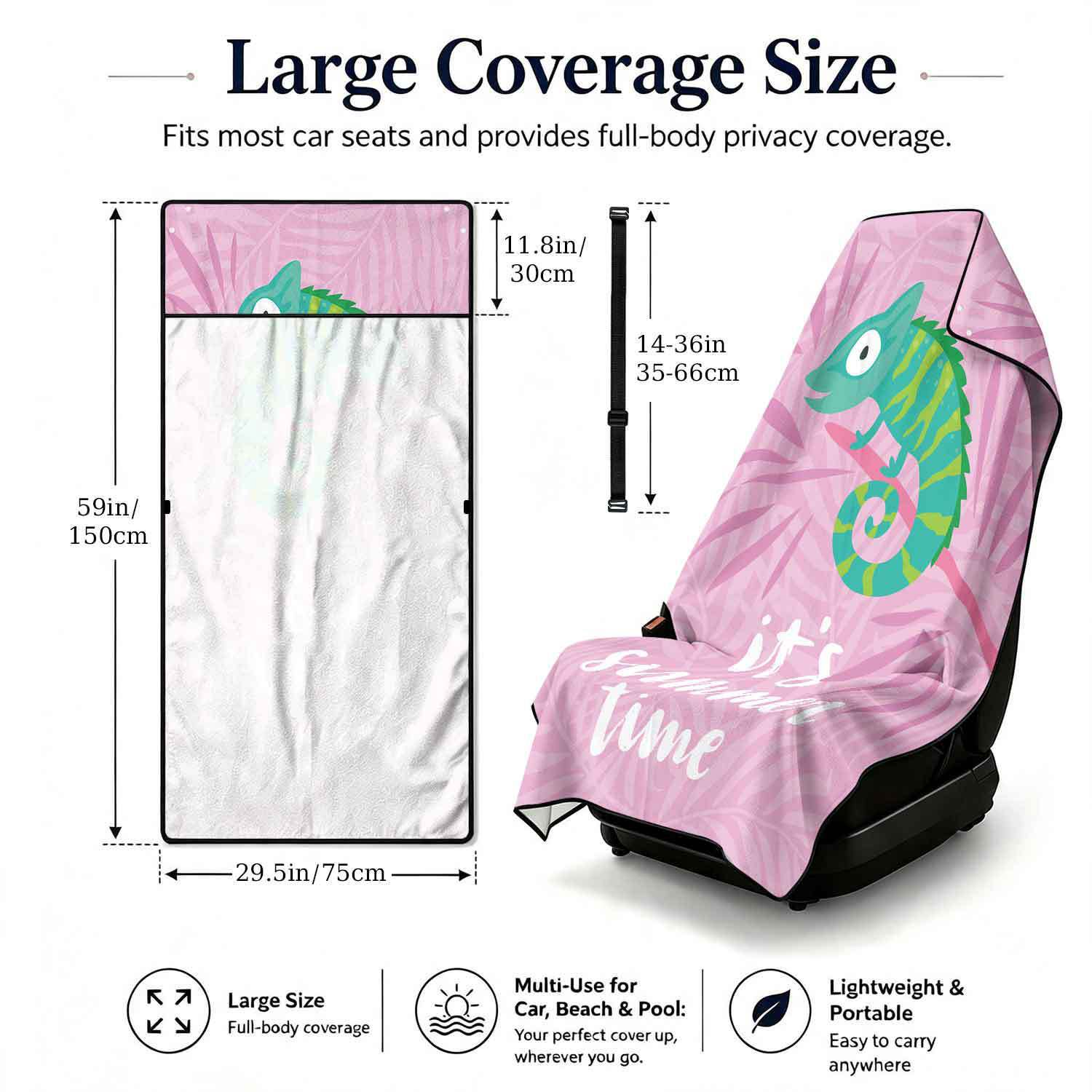 Summer bath towel and car seat cover 2-in-1, ultra-fine fiber outdoor beach and car dual-use universal seat cushion