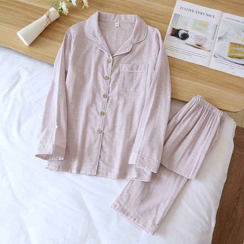 HLL女薄紫色-純色紡績パジャマカバー