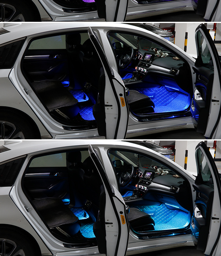 Cross-border hot-selling car interior atmosphere light modified car USB colorful RGB breathing foot Led music rhythm light