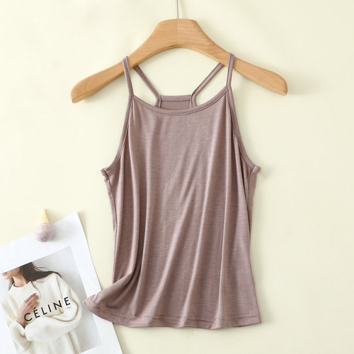 2024 Modal camisole vest for women, Y-shaped short style, slimming outerwear, Korean-style inner layer, slim-fit large-size base shirt