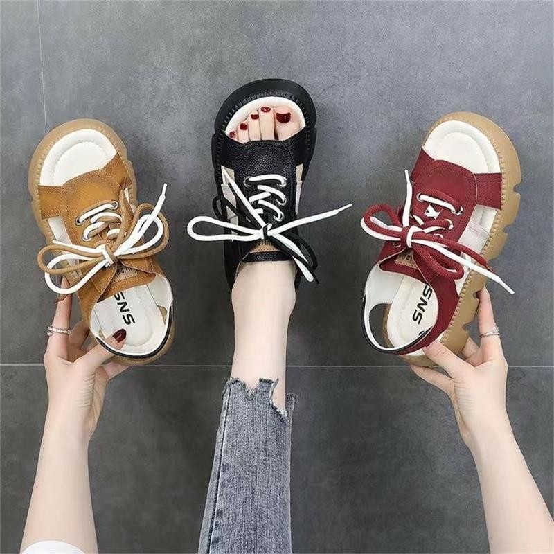 Women's summer fashionable two-tone sandals made of soft leather…