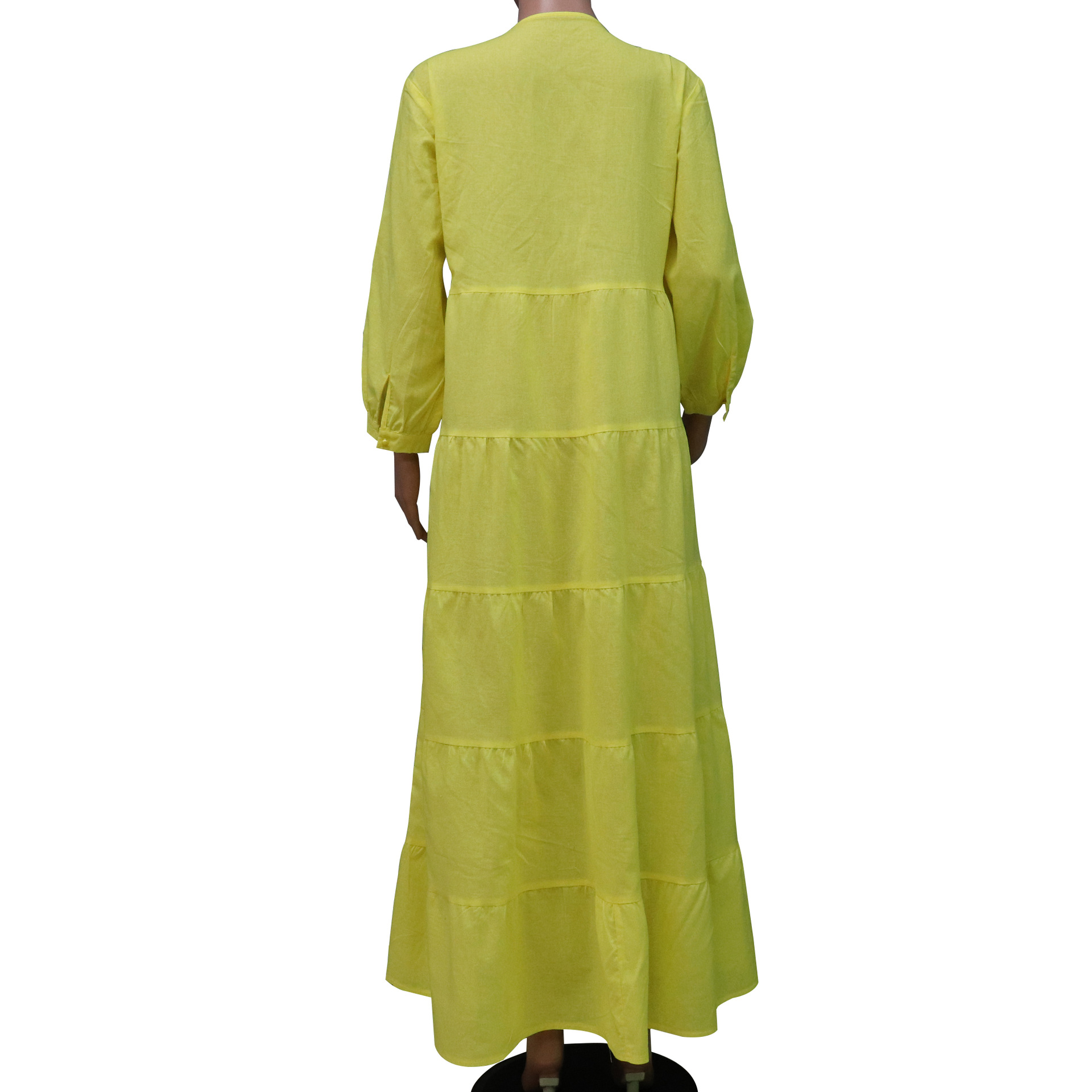 Böhmisches V-ausschnitt Langarm Kleid Aus Baumwolle Und Leinen_voghion.com