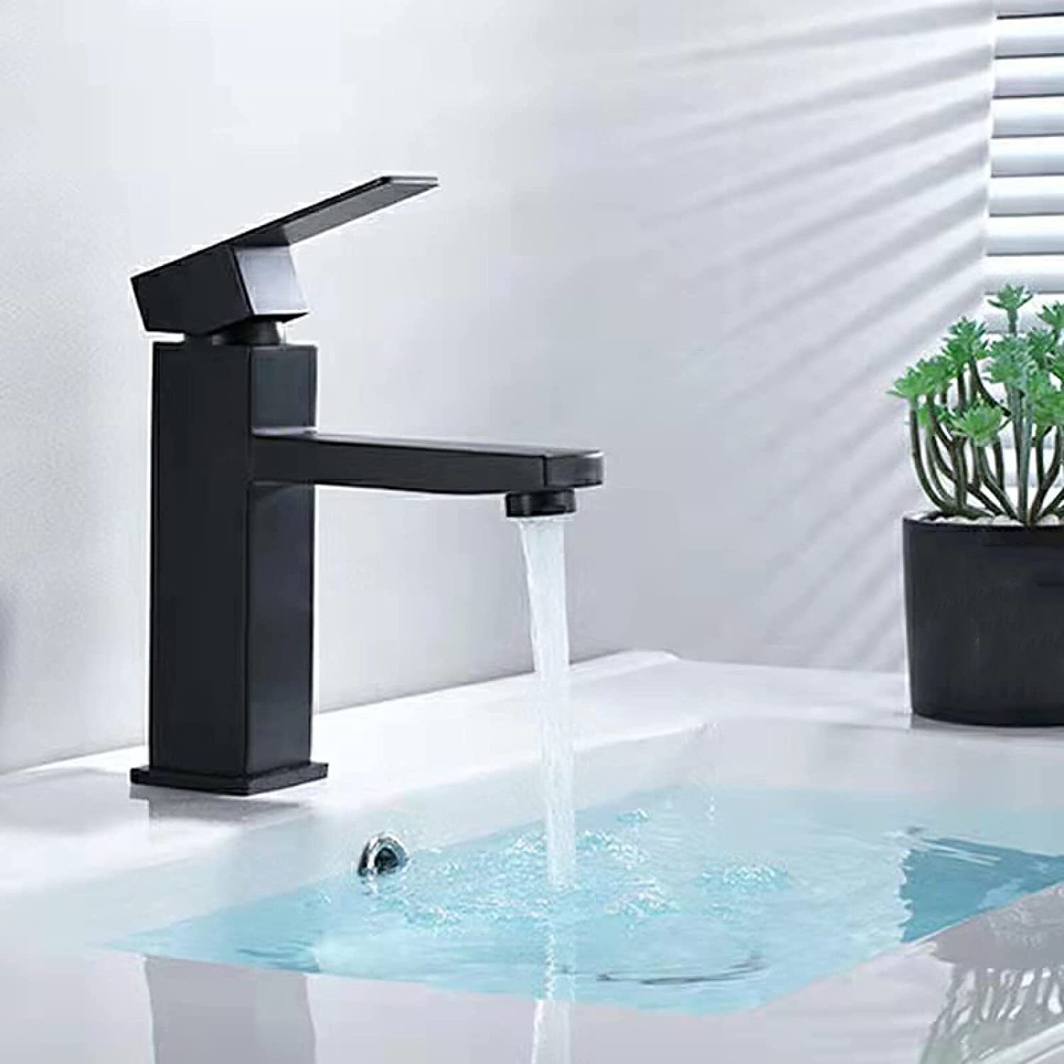 Stainless steel washbasin, hot and cold water faucet, black lacquered square countertop basin, washbasin and mixed faucet manufacturer wholesale undefined