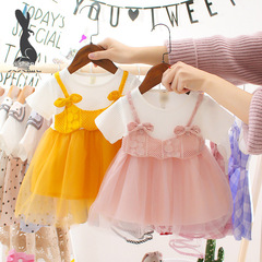 嬰幼兒夏裝公主裙女寶寶兒童短袖裙子韓版童裝2022夏款女童連衣裙