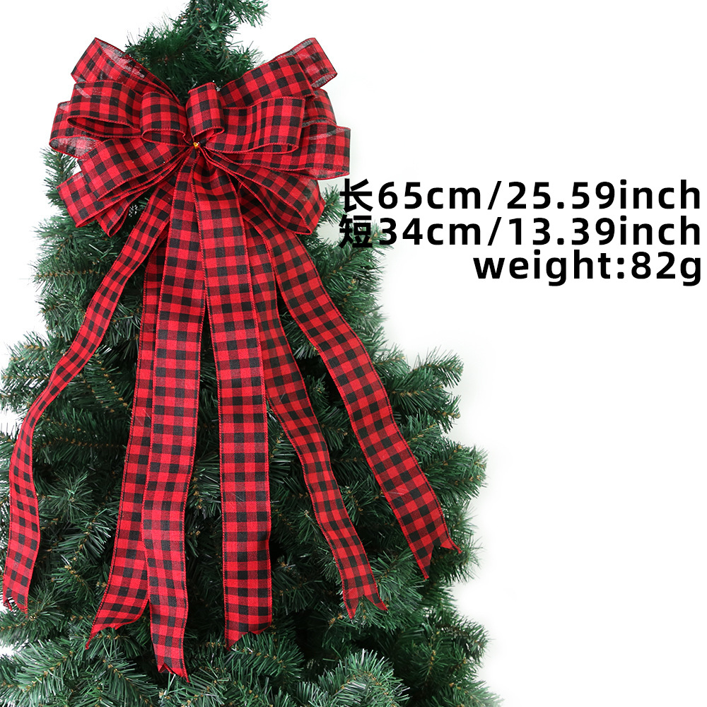 Nuevo Lazo Grande de Imitación de Lino para Decoración Navideña, Adorno Colgante para la Punta del Árbol de Navidad, Decoraciones Navideñas