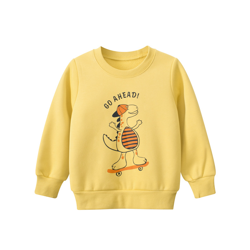27 niños ropa infantil de estilo coreano Otoño e Invierno Nuevo suéter para niños 2023 ropa de bebé dinosaurio forrada de lana entrega de una sola pieza