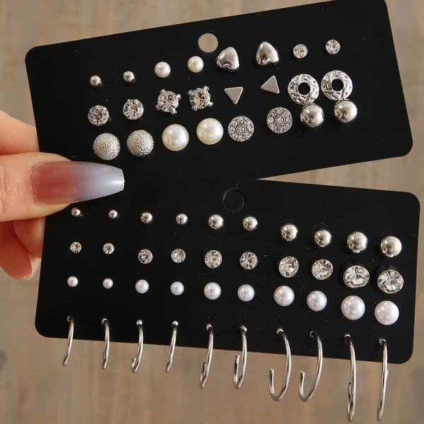 Zirconium from pearl, earrings, silver set
