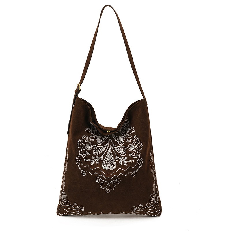 Otoño y invierno mochila de cuero de seda esmerilado bolsas de estilo nacional bordadas bolsas de estilo de mujer gran capacidad relajada sensación de relajación bolsas de hombro