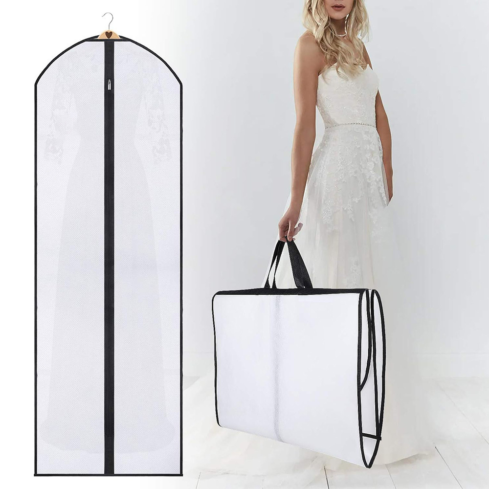 Cubierta de polvo de vestido de boda gruesa de doble capa cubierta de polvo de vestido extendida ropa grande bolsa de polvo bolsa de almacenamiento colgante transparente