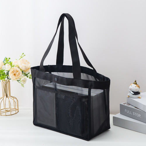 Mesh Handbag Large Capacity Nylon Mesh Storage Bag Shopping Bag Outdoors Portable Single Shoulder Bag Beach Bag