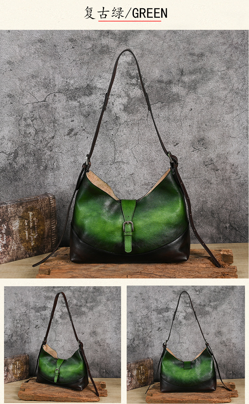 Túi tote da bò thật phong cách vintage, tay cầm chắc chắn, dung tích lớn — Vàng cổ điển, Màu xanh lá cây, Đỏ cổ điển, Nâu cổ điển chi tiết 18