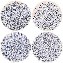 4*7mm白底混字母亞克力圓扁珠散珠創意兒童DIY飾品配件手工串珠子