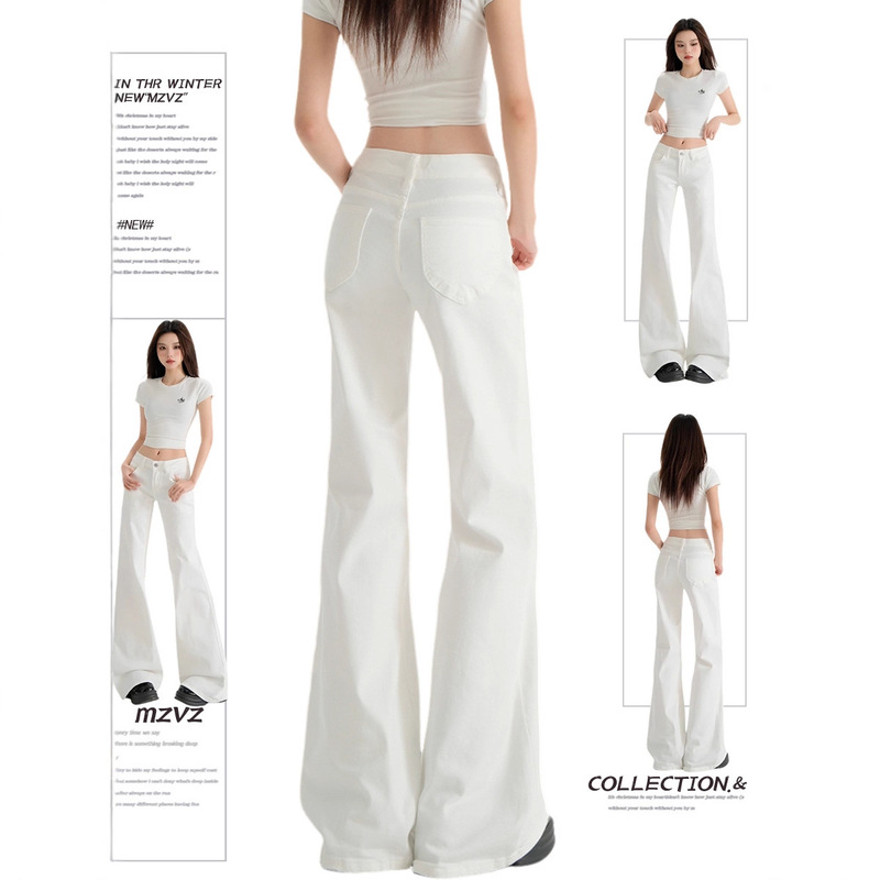 American White Low-Waist Bootcut Jeans for Women in Autumn New Style Without Leg-Fitting Loose Wide-Leg Horseshoe Bell-Bottom Pants