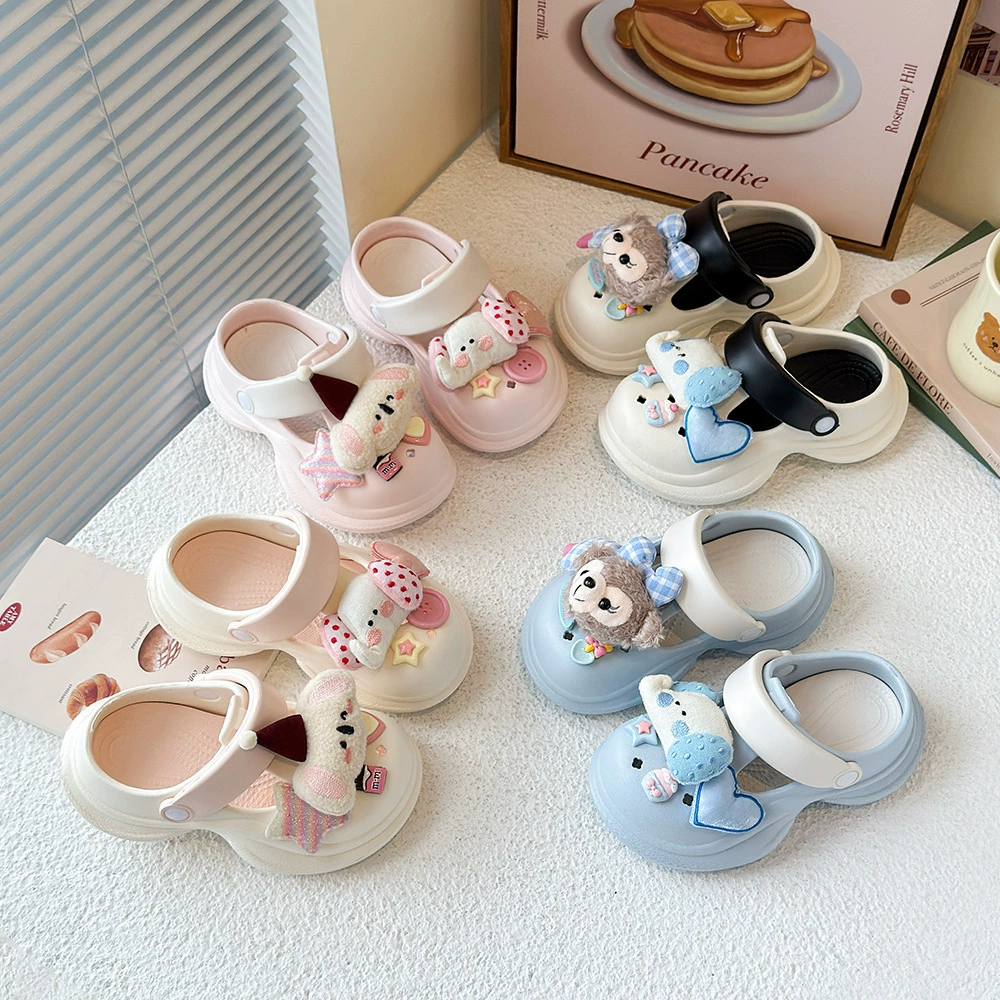 Милые детские тапочки-крокодилы для девочек, лето 2025, новая модная обувь, стильные полусапожки