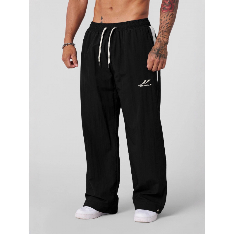 Youngla American New Jogging Sports Fitness Men's Sweatpants Loose Casual Wide Leg Trendy Patchwork Trousers