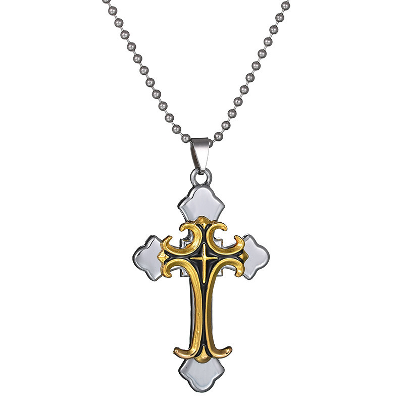 Jewelry Electroplated Drip Oil Cross Pendant Necklace_voghion.com