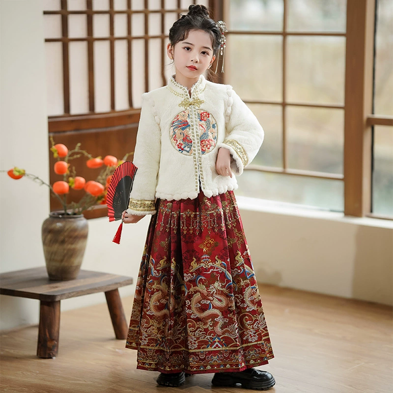 马面裙女童套装秋冬装2025新款冬季加绒拜年服儿童中国风汉服唐装