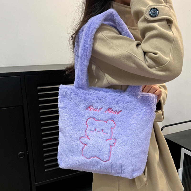 2024 creativo nuevo otoño invierno peluche bolso de invierno bolso de hombro de gran capacidad japonés