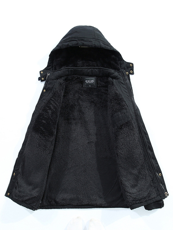 HTN2025 冬用裏起毛綿服 メンズ ゆったりジャケット 厚手フード付きワークジャケット 防寒綿服|undefined