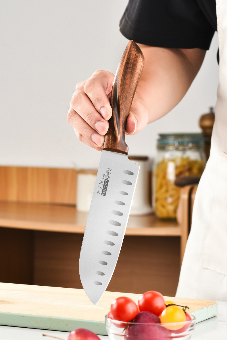 5-Piece Kitchen Knife Set Fruit Knife 4CR13 Chef Knife Hotel Home Knife Set 7-Inch Santoku Knife Vegetable Knife